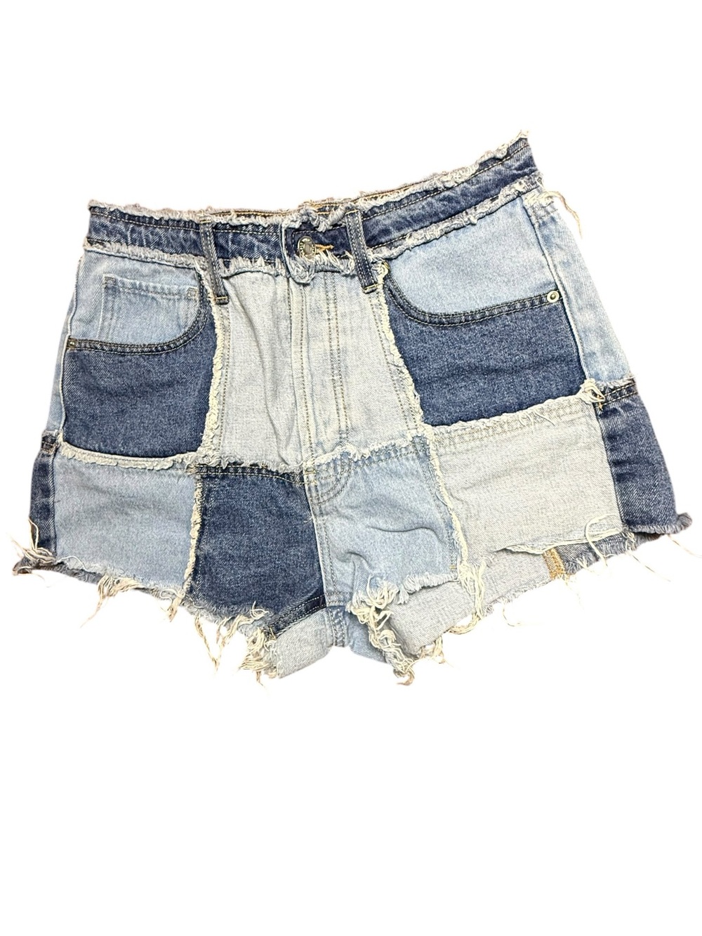 Wild Fable Highest Rise Frayed Patchwork Denim Shorts Size 4 - Picture 3 of 12